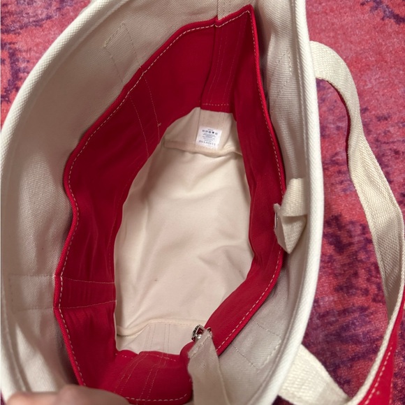 Lands' End Red and Cream Boat Tote - Picture 3 of 8